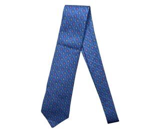 5-97 HOLLAND & SHERRY 100% Silk Tie Fish Motif Periwinkle